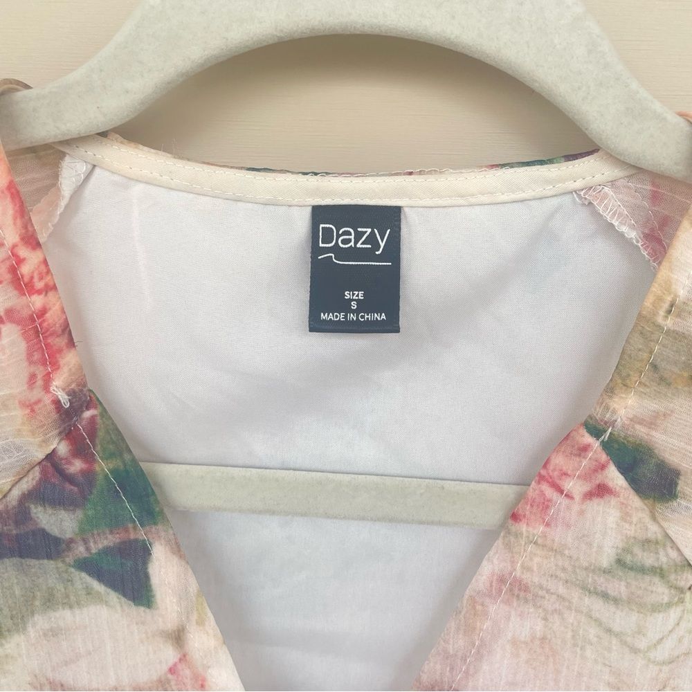 Dazy Subdued Floral Flowy Button Front Midi Dress… - image 5